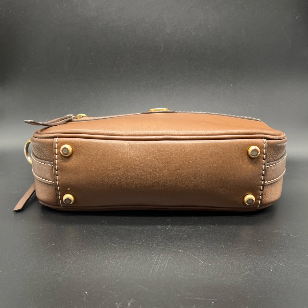 Tory Burch Leather Monogram Crossbody Camera Bag Two Way Tan - Picture 7 of 16